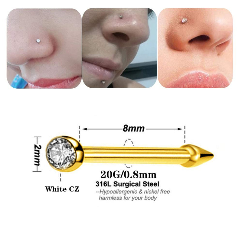 Nose Piercing Kit Gold Color 20G Nose Stud Disposable Self Ear Nose Piercing Kit Safety Painless Body Piercing Kit Tool 1 Pack - NewNest Australia