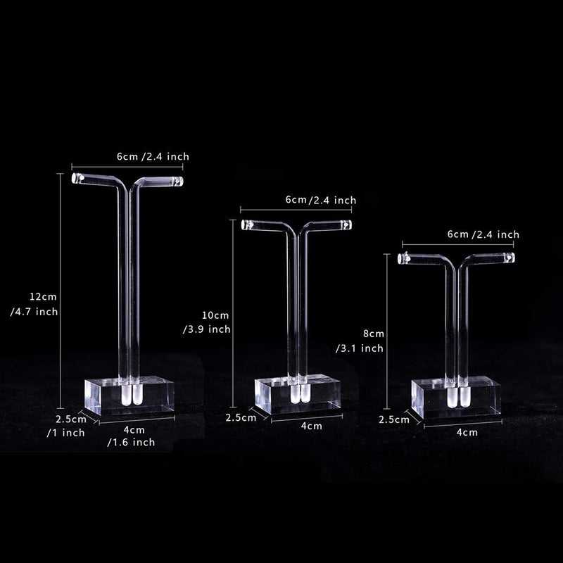GemeShou Acrylic 3pcs Earring Display Stand Clear Earring Holder Lucite T Bar Earring Retail Display Photography Props【Acrylic Earring T Stand-3pcs 】 A/Acrylic Earring T Stand-3pcs Height 4.7"/3.9"/3.1" - NewNest Australia