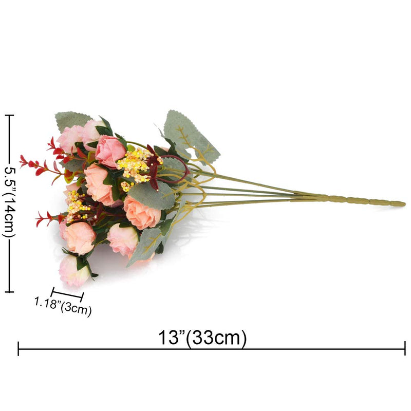 NewNest Australia - JEDFORE 21 Heads Artificial Silk Rose Dried Flowers Flower Arrangement Fake Bouquet Wedding Home Floral Decor - Pack of 2 (Pink ) 