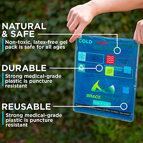 BraceAbility Reusable Heat/Ice Pack for Injuries | Kid Friendly, Flexible Hot and Cold Therapy Gel Compress, Large Microwavable Hip Wrap, Back or Knee Pain Aid, Medical Surgery Icing Bag (9" x 11") - NewNest Australia