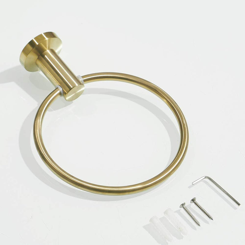 BATHSIR Gold Towel Ring, Towel Holder for Bathroom Round Hand Brushed Gold Towel Rack Wall Mount Stainless Steel - NewNest Australia