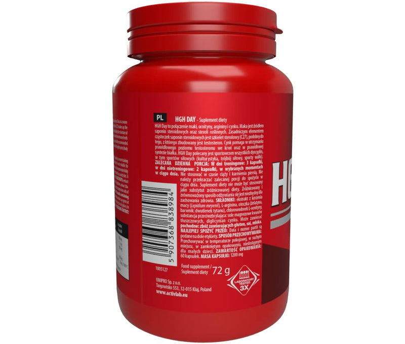 Activlab Hgh Day 60 Capsules | Maca Extract With Ornithine And Arginine | Zinc | Increase Libido, Testosterone, Muscle Mass | Regeneration | Strength Training, Martial Arts (Mma, Muay Thai, K1) - NewNest Australia