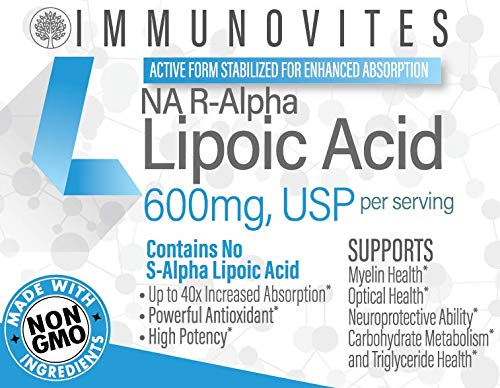 Stabilized R-Alpha Lipoic Acid ((True)) 600mg per Serving [[High Potency & up to 40x Increased Absorption]] (Na R-ALA) (Na R-LA) (Na R-Lipoate) (1 Bottle) 60 Count (Pack of 1) - NewNest Australia