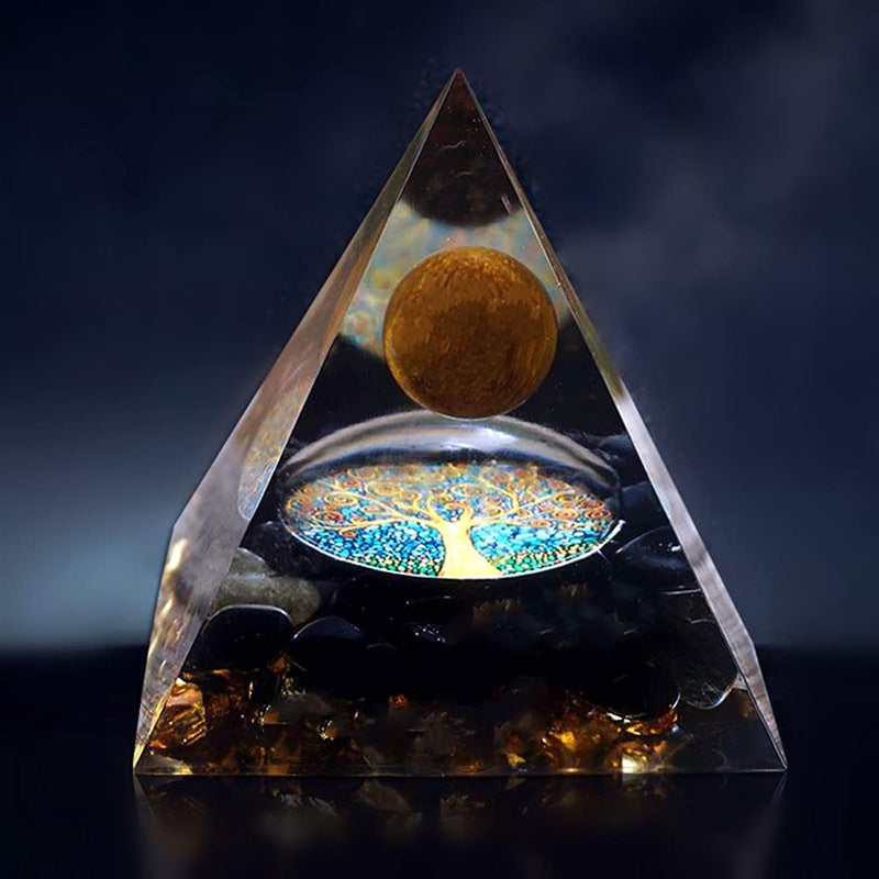 VNSTKWW Orgone Pyramid Crystal, Healing Chakra Pyramid for Protection,Balancing Positive Energy,Obsidian Emotional-Negativity Removal Stone,Clear Quartz Crystal Point for Meditation(2.36 inch) B - NewNest Australia