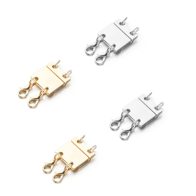 Zpsolution Locking Magnetic Double Necklace Layering Clasp, Separator for Stackable Necklaces and Chains with Storage Box 2 Strands (Gold+Silver) - NewNest Australia