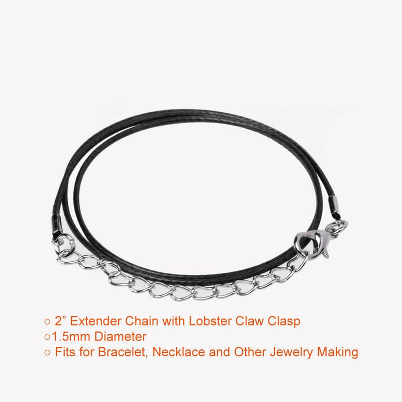 PAXCOO 4336827944 100Pcs Black Waxed Cord with Clasp Bulk for Bracelet Necklace and Jewelry Making (20 Inches) - NewNest Australia