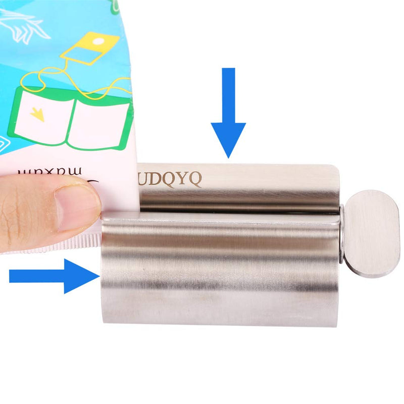 Udqyq Tube Squeezer Tube Press, Pack Of 3 Toothpaste Squeezer Stainless Steel Save Toothpaste Total Squeeze Out Empty Tubes Stainless Steel Toothpaste Seat Holder With Stand Function (Silver) - NewNest Australia