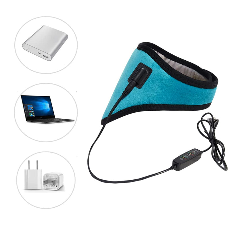 USB Neck Heat Pad Electric Neck Warmer Collar Pain Relief Physical Therapy Heated Neck Wrap Brace with 3 Adjustable Temperature 3 Timer Mode Warm Neck Support Band for Women Men Elder Cyan - NewNest Australia