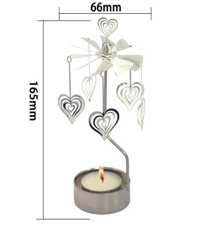 NewNest Australia - HOKHBCW Rotary Candle Holder Spinning Candleholder Metal Small Gift (Heart) 