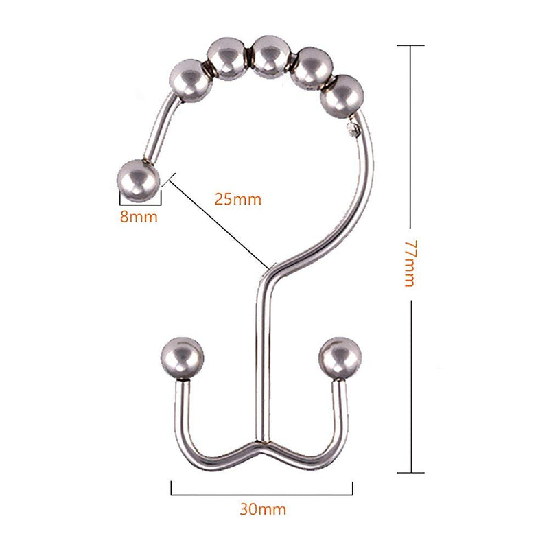 Cosfy Double Shower Curtain Hooks Rings Premium 100% Rust Resistant Metal Shower Hooks for Bathroom Shower Rods Curtains, Roller Balls Glide on Shower Rods, Set of 12 (Brushed Nickel) Dbl1-nickle - NewNest Australia