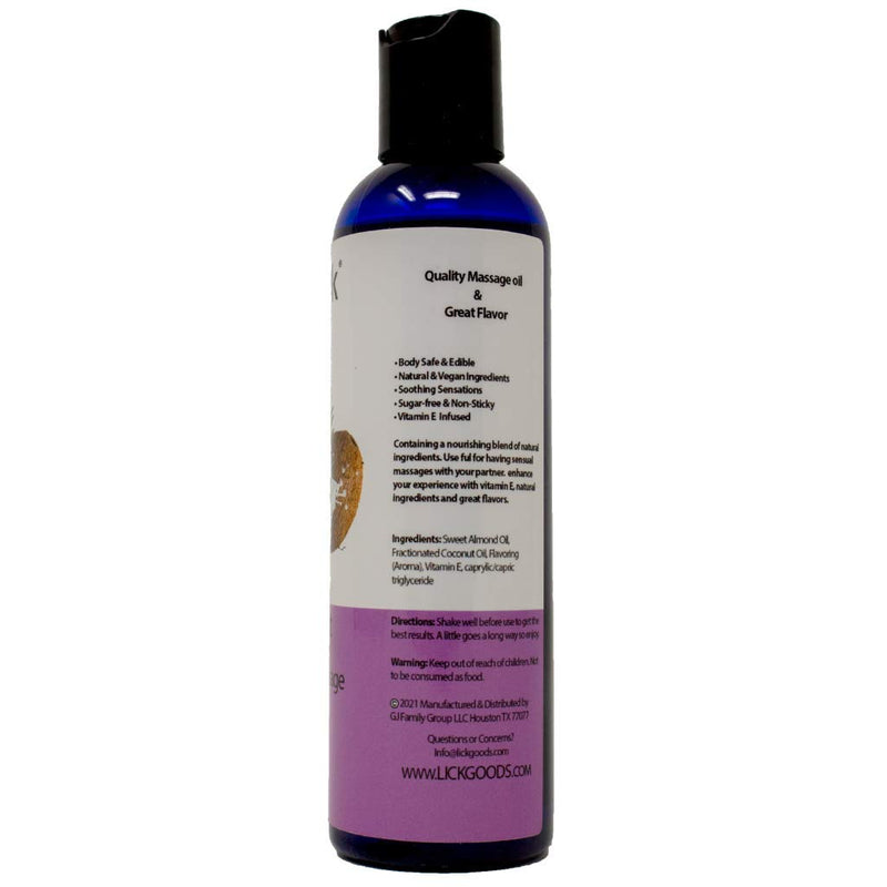Coconut Flavored Massage Oil for Couples – Edible Massaging Lotion with Vitamin E, Sweet Almond and Coconut Oil is Non Sticky and Gentle on Skin – Natural, Relaxing and Vegan (4 oz) - NewNest Australia
