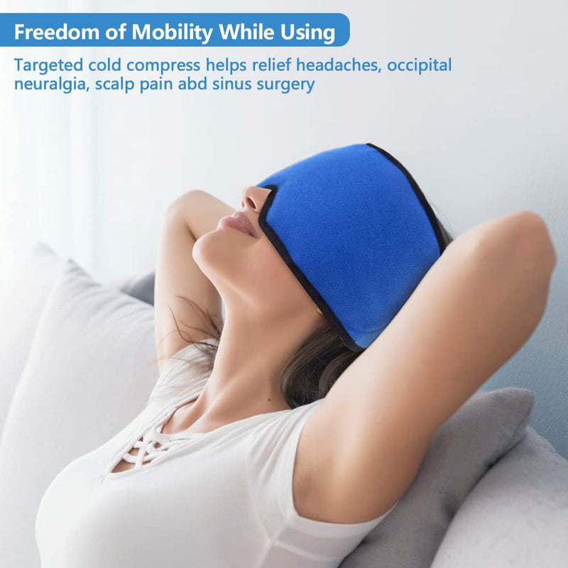 Hilph®Migraine Relief Head Ice Pack for Headache, Reusable Cold Therapy Headache Relief Ice Cap & Ice Hat for Migraine, Sinus & Tension Headaches, Puffy Eyes (Blue) A-Blue - NewNest Australia