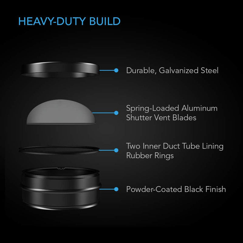AC Infinity 4" Backdraft Damper, One-Way Airflow Ducting Insert with Spring-Loaded Folding Blades for 4” Ducting in Range Hoods and Bathrooms Fans - NewNest Australia