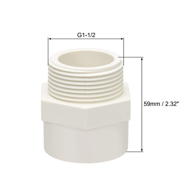 uxcell 50mm Slip X G1-1/2 Male Thread PVC Pipe Fitting Adapter Connector 5Pcs - NewNest Australia