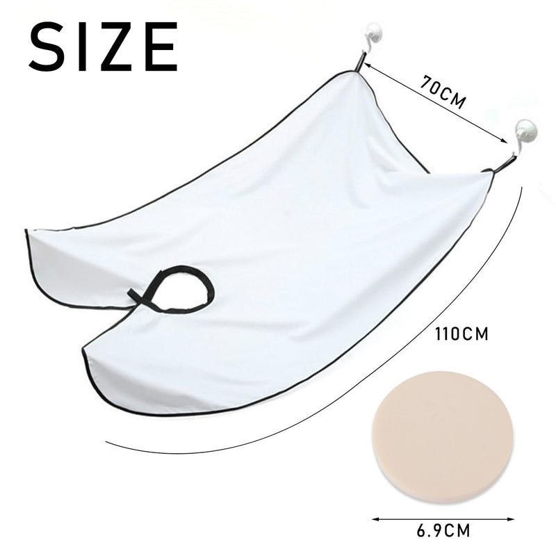1 Piece White Shaving Bib Shaving Cape Salon Grooming Gown Men Shaving Apron for Face Trimming Haircut with 2 Suction Cups and 1 Dusting Sponge - NewNest Australia
