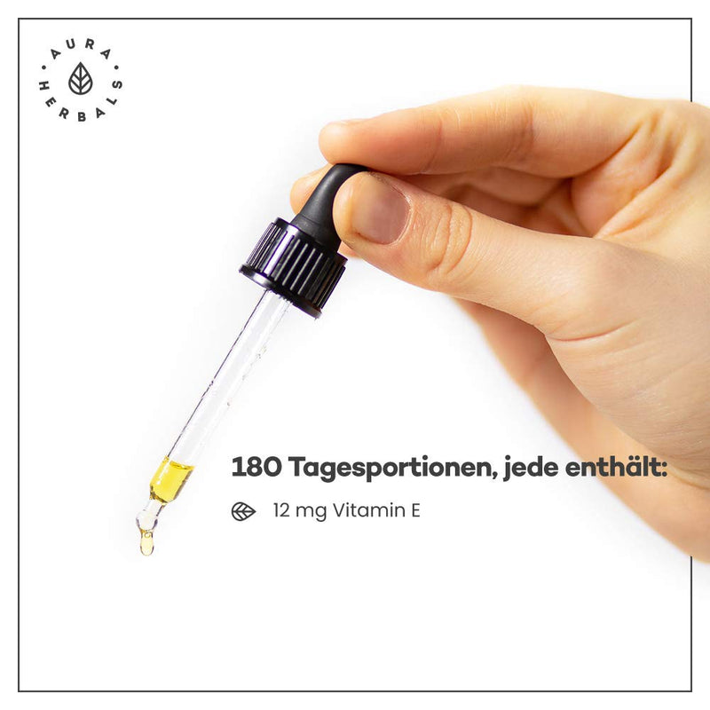 AURA HERBALS® Vitamin E Forte 900 drops of oil - High dosage and up to 180 DAILY SERVINGS - Liquid 30ml - Natural product 100% - Vegan - High bioavailability - Simple composition - NewNest Australia