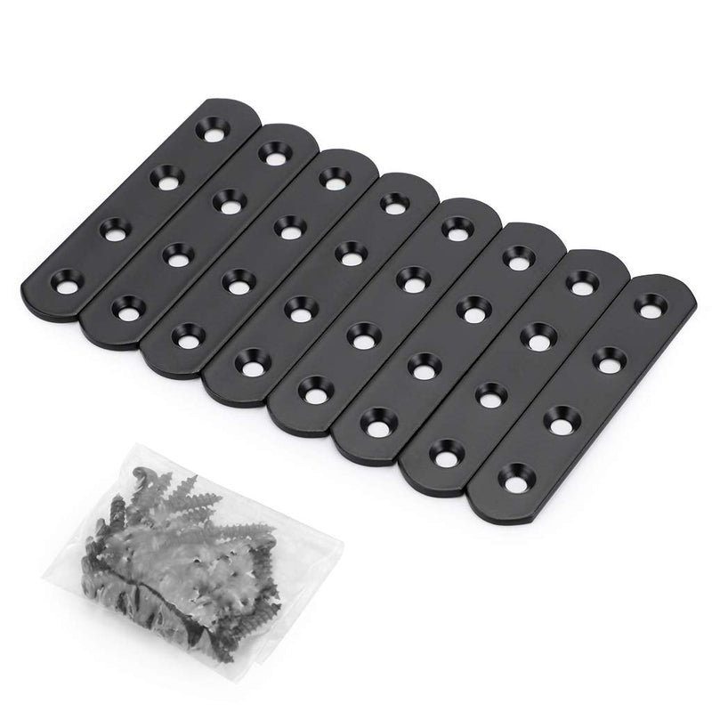 Sumnacon 4 Inch Stainless Steel Flat Plate - Heavy Duty Mending Plate Straight Corner Brace Brackets Connector Furniture Repair Fixing Joint with Screws, Black - NewNest Australia