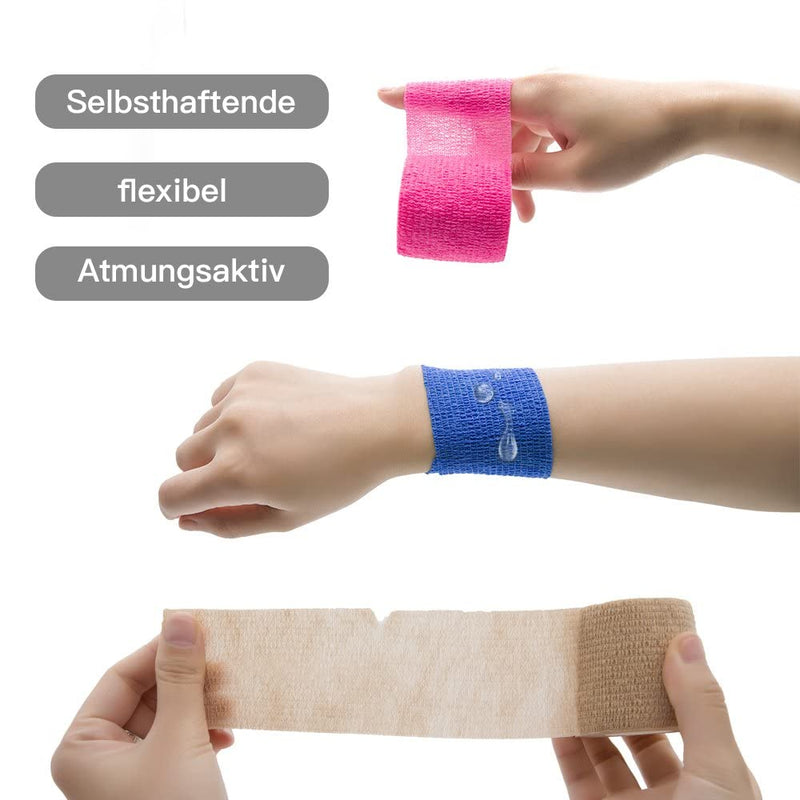 QiGui 8 Rolls Self-Adhesive Cohesive Bandage Adhesive Bandage Fixing Bandage Elastic Bandage Plaster Bandage for Fingers, Hands, Toes and Feet 5cm x 4.5m (Blue) Blue - NewNest Australia