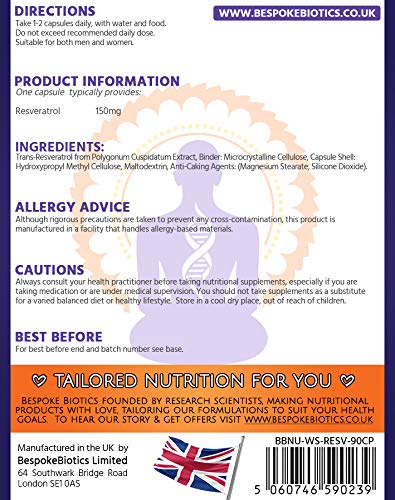 Resveratrol Supplement | 90 Capsules | Anti-Ageing| Nerve Cell Booster | Cell Protection| Effective 150MG X2 Split Dose| Blood Pressure Wisdom Shield Pro - NewNest Australia