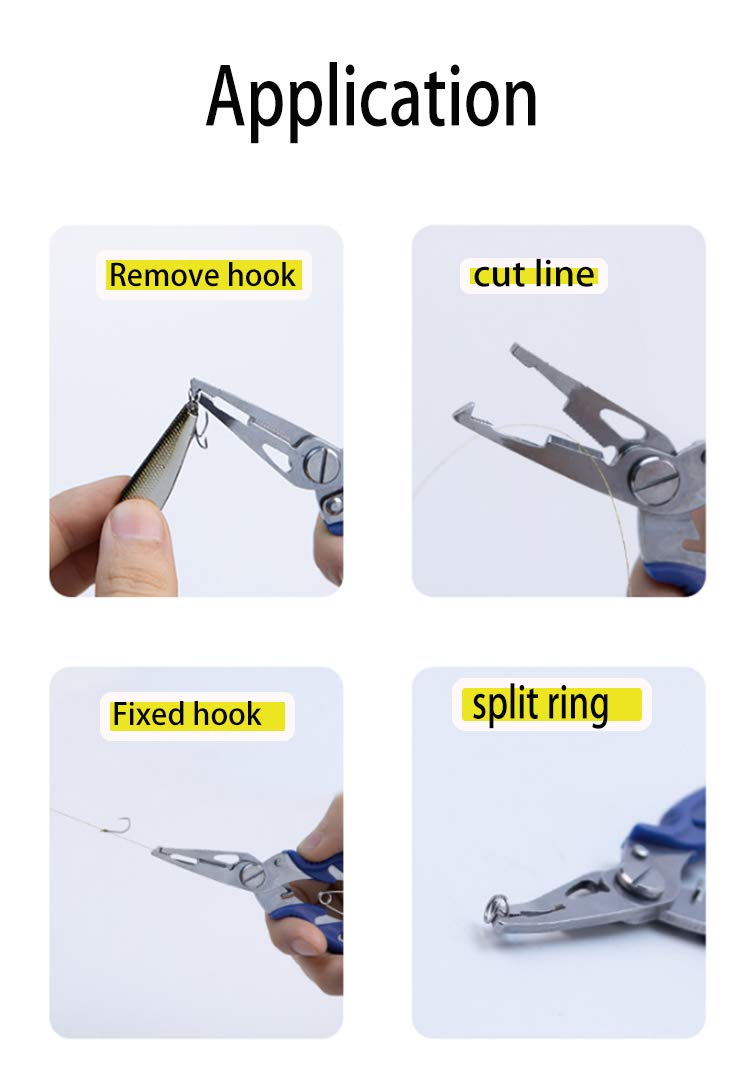 tzoxal Fishing Pliers Stainless Steel Fish Hook Remover, Saltwater Resistant Fishing Braid Scissors Braided Line Cutter, Split Ring Opener Fishing Tools 5in-3pcs - NewNest Australia