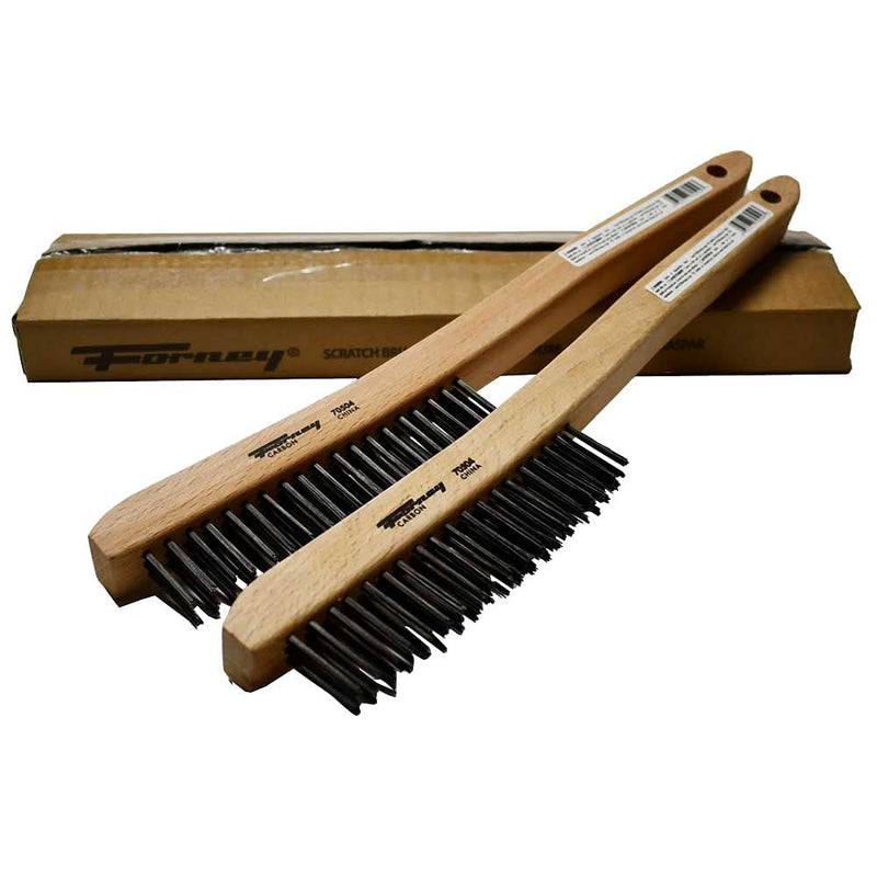 Forney 70504A 2-Pack Carbon Steel Wire Brush's with Curved Wood Handle, 13-3/4-Inch-by-.014-Inch, Assorted 2 Pack Carbon Steel Wire Brush - NewNest Australia