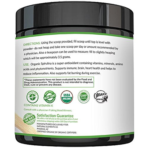 Premium USDA Organic Spirulina Powder - Organic Spirulina of Blue Green Algae from California & Hawaii – 100% Vegetarian & Vegan, Non-GMO, Non-Irradiated – The Best Green Superfood for Smoothies! - NewNest Australia