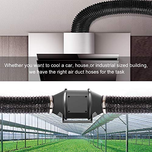 YIJUHOU 4 Inch 5 Feet Air Ducting, Flexible Aluminum Dryer Vent Hose for HVAC Ventilation, Fan Filter and Grow Tent, 2 Clamps Include 4IN*5FT Black - NewNest Australia