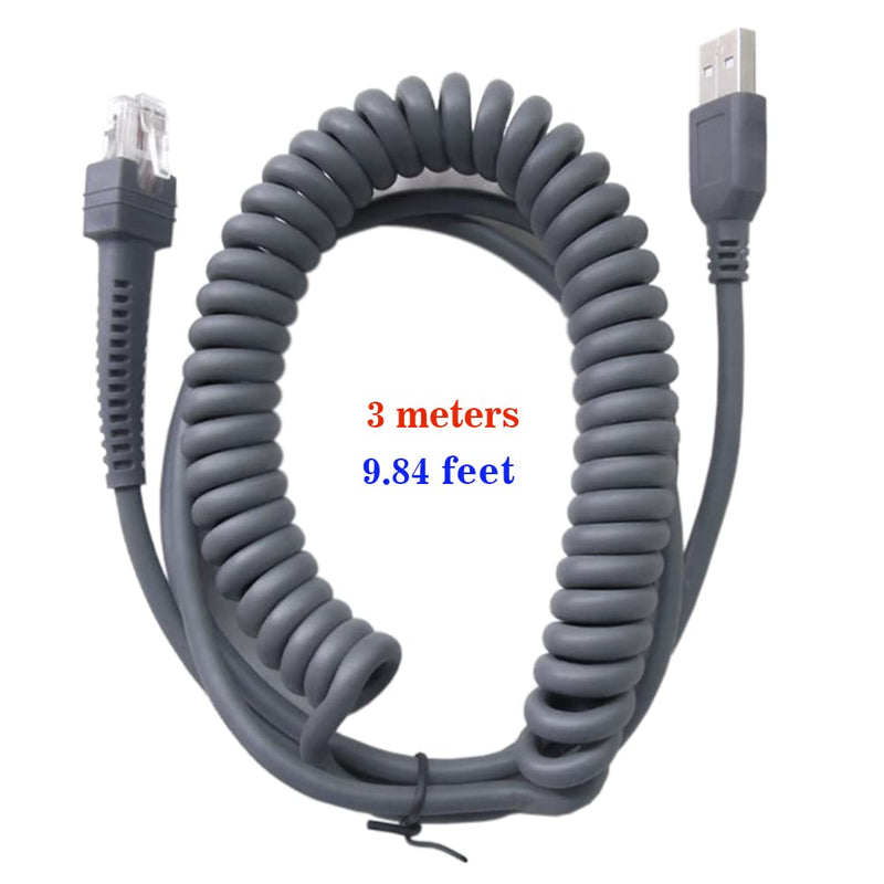 LS2208-SR LS3408 LS1203 LS4208 DS3408-HD USB to RJ45 USB Cable for Symbol Zebra Barcode Scanner (3M / 9FT Coiled USB Port) 3M / 9FT Coiled USB Port - NewNest Australia