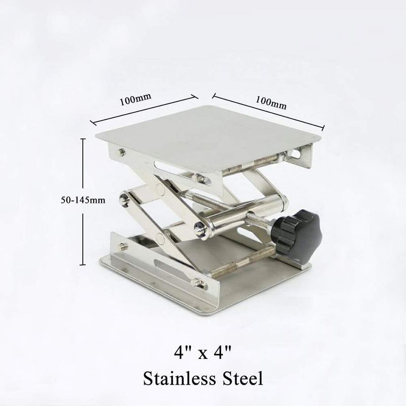 LabZhang 4" x4", Stainless Steel Lab Jack Scissor Stand Platform,Lab Lift Stand Table, Scientific Scissor Lifting Jack Platform,Expandable Lift Height Range 50mm-145mm,Maximum Support Weight 10kg 4X4 - NewNest Australia