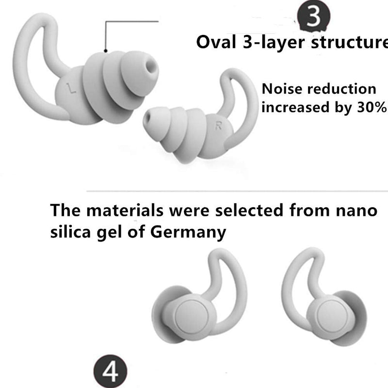 Oukeyi Reusable Safe Silicone Earplugs, Hi-Fi Earplugs For Sleeping (Reduces 40Db), Swimming, Learning, Concerts, Noise Canceling And Hearing Protection (Grey) - NewNest Australia