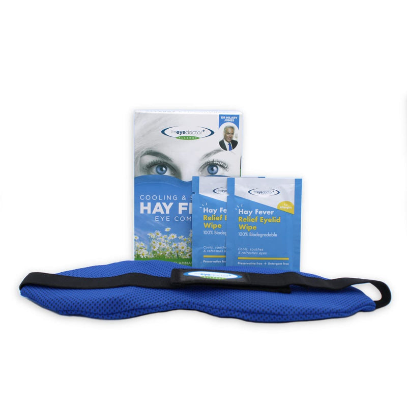 The Eye Doctor Allergy Relief Pack - Reusable Cold Eye Compress & 20x Single Use Eye Wipes for Allergy & Hayfever - Inflammation, Watery Itchy Eyes, Headaches & Migraines - Cooling Soothing Therapy Mask & 20 Wipes - NewNest Australia