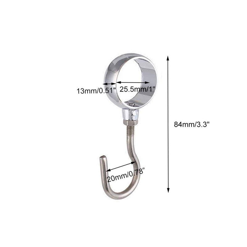 NewNest Australia - Rannb Wardrobe Closet Hook Stainless Steel Hanging Tube Rod Hook Fit for 25mm Rod -Pack of 12 25.5mm/1" 