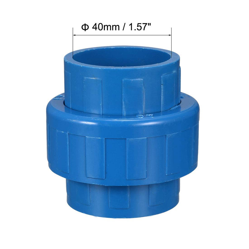 uxcell 40mm X 40mm PVC Pipe Fitting Union Solvent Socket Quick Connector Blue 2pcs - NewNest Australia