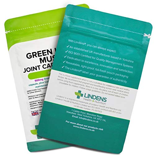 Lindens Green Lipped Mussel 500mg Capsules - 360 Pack - Joint Care Formula in Convenient, Rapid Release Capsules - UK Manufacturer, Letterbox Friendly - NewNest Australia