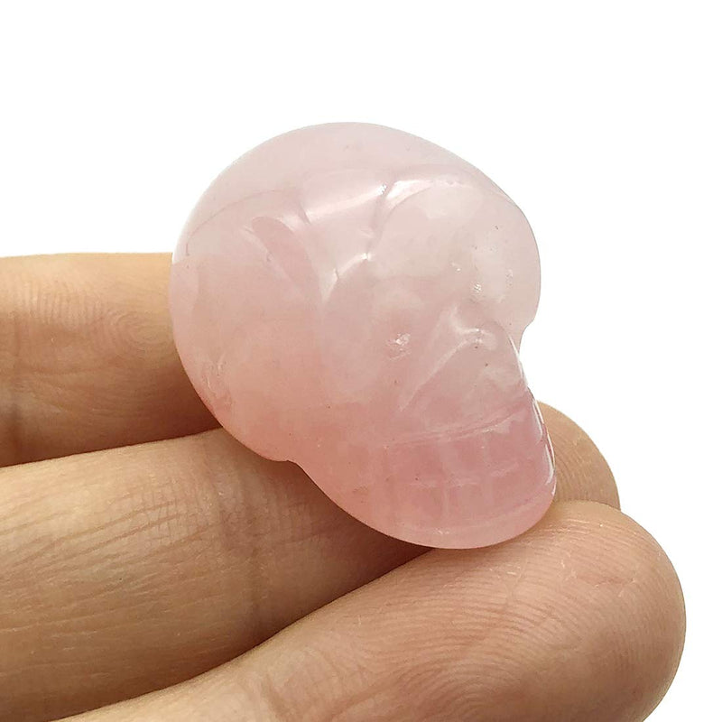 NewNest Australia - favoramulet 1 Inch Handcarved Stone Skull Head Figurine Statue Sculptures, Healing Crystal Reiki Decoration, Pack of 5, Rose Quartz 