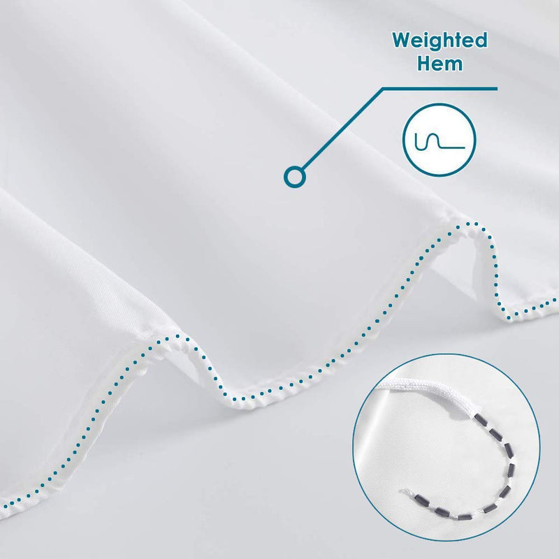 LanMeng Solid Fabric Shower Curtain Liner, Comes with 12 Hooks, White White Fabric 72-by-72 inches (standard) - NewNest Australia