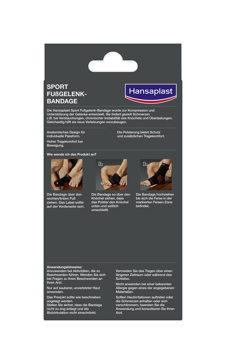 Hansaplast Sport ankle bandage, ankle bandage protects and supports the joint, ankle bandage suitable for the right and left ankle, size S/M (pack of 1) S/M (pack of 1) - NewNest Australia