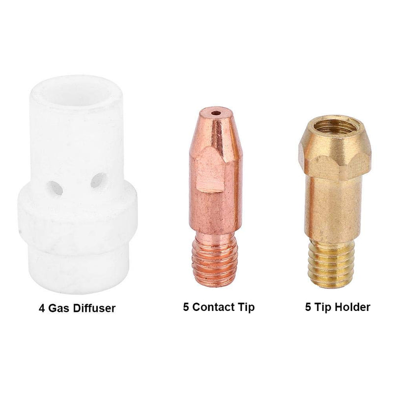 Mig Welding Accessories, 14pcs MIG Welding Consumable Part Kit, Contact Tip Gas Diffuser Tip Holder Set, for Binzel 36KD MIG Welding Torch, 0.8mm, 1.0mm, 1.2mm, 1.6mm Optional(1.0mm) - NewNest Australia