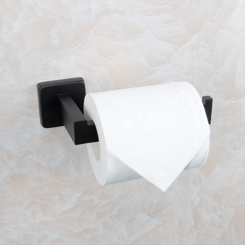 NearMoon Bathroom Square Toilet Paper Holder, Premium SUS304 Stainless Steel Rustproof Wall Mounted Toilet Roll Holder for Bathroom, Kitchen, Washroom (Matte Black) Matte Black - NewNest Australia