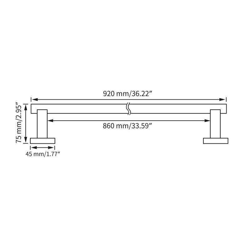 KLXHOME Miyili Bathroom Single Towel Bar 36-Inch Stainless Steel Towel Rack Bath Towel Hanger Wall Mount Polished Finish, A02C90A Polished Steel - NewNest Australia