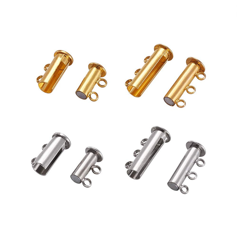 Pandahall 2-3 Strand Brass Jewelry Slide Lock with 40pcs Brass Close but Unsoldered Jump Rings and 20pcs Brass Spring Ring Clasps for Bracelet Necklace Jewelry Making (Silver &Golden) 2-3 Strand Clasps-Silver &Golden - NewNest Australia