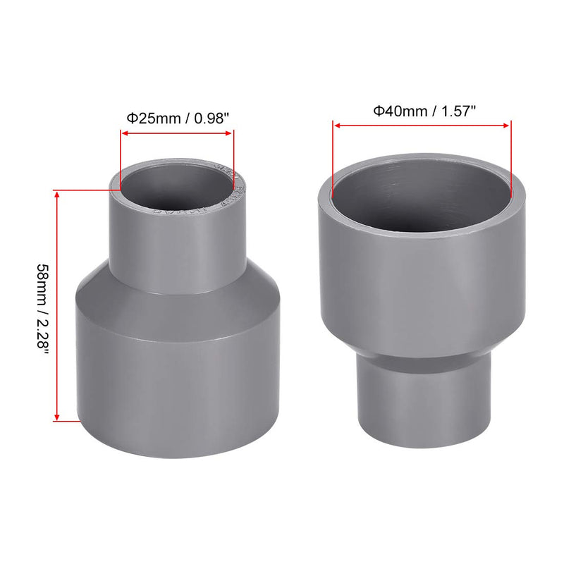 uxcell PVC DWV Reducing Coupling Schedule 40 Gray 25mm x 40mm Socket 2Pcs - NewNest Australia