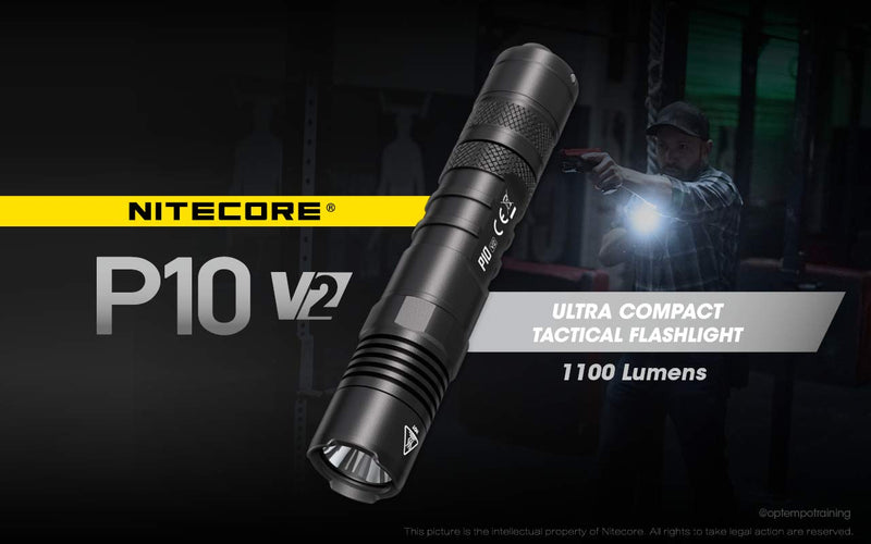 Nitecore P10 V2 1100 Lumen LED Tactical Flashlight with Hard Holster and EdisonBright battery carrying case - NewNest Australia