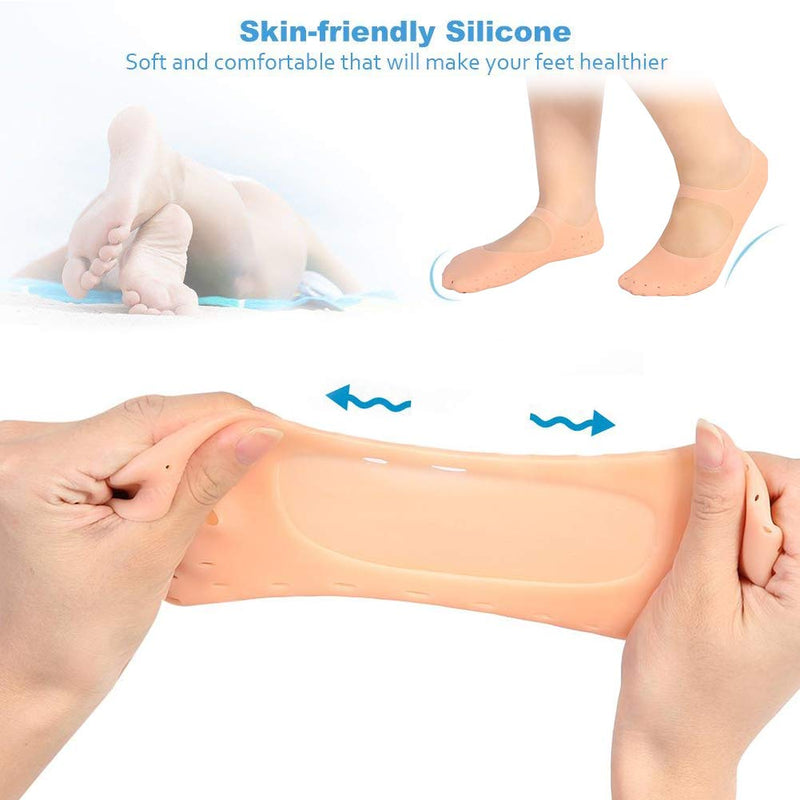 Silicone Protective Socks, 1 Pair Of Silicone Socks Foot Anti-Tear Protective Foot Care Socks Preventive Tool For Caring For Cracked Feet In Dry Skin (M-Tono De Piel) - NewNest Australia