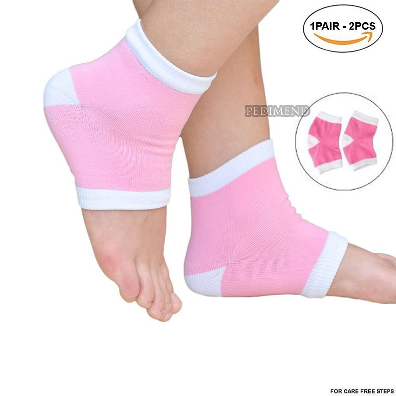 Compression Heel Socks Moisturizing Open Toe Comfy Recovery Socks by PEDIMEND™ (1PAIR - 2PCS) | Cracked Skin | Relieves Plantar Fasciitis/Metatarsal Pain/Heel Spurs - Foot Care (One Size, Pink) One Size - NewNest Australia