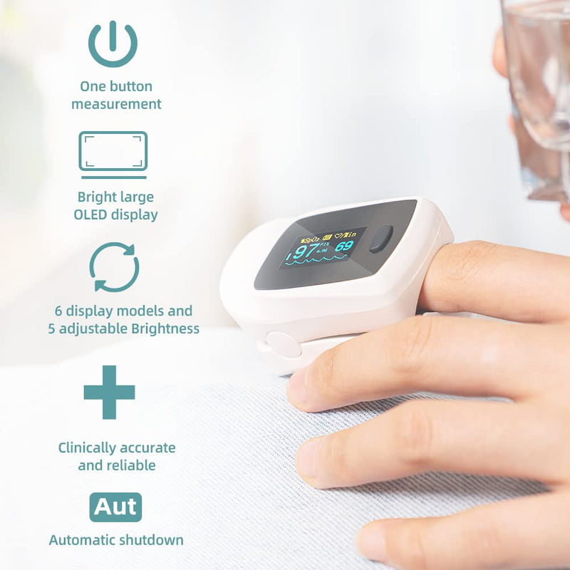 BLT M70B Oxygen Monitor Finger Adults, Fingertip Pulse Oximeter CE Mark Approved, Meet UK Standard, SpO2 Blood Oxygen Saturation Sats Monitor with Heart Rate and Perfusion Index (Includes Batteries) - NewNest Australia
