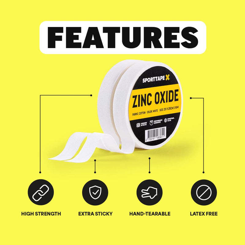 2 Rolls - SPORTTAPE Finger Tape Zinc Oxide Tape - Black - 1.25cm x 10m | for Jiu Jitsu, Bouldering, Rock Climbing, BJJ, Crossfit, Rowing, Climbing & Golf | (1 Pack of 2 Rolls) 1.25cm x 10m - 2 Rolls - NewNest Australia