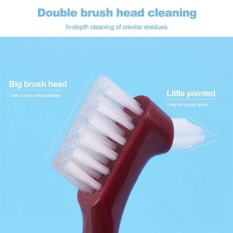 Pack Of 3 Hard Denture Brush, Denture Brush, Oral Care, Hard Denture Brush, Double Sided Brush, With Portable Carry Bag, Multi-Layer Denture Brush For Denture Care - NewNest Australia