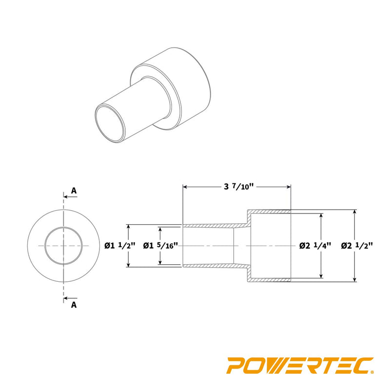 POWERTEC 70138 2-1/2-Inch to 1-1/2-Inch Reducer 2-1/2" to 1-1/2" - NewNest Australia