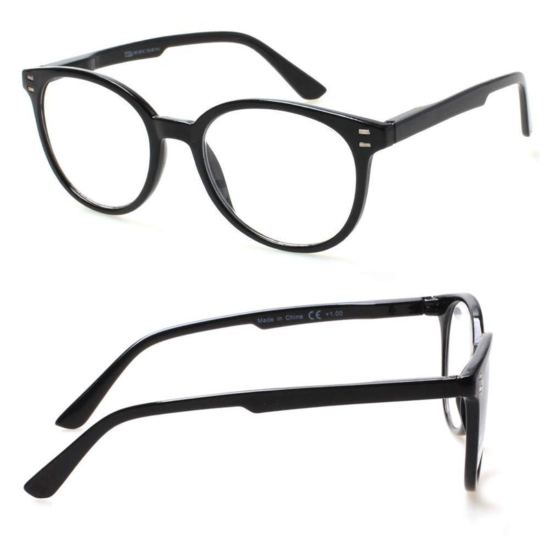 3 Pack Reading Glasses Spring Hinge Stylish Readers Black / Tortoise for Men and Women 3 Black 1.0 x - NewNest Australia